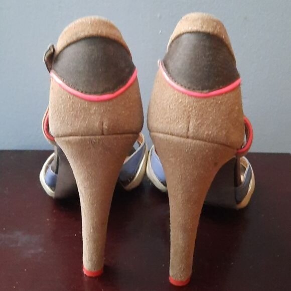 Diesel Leather Suede T Strap High Heel Sandal Size EU 39 US 8.5 - Picture 8 of 16